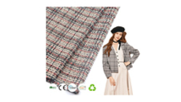 Custom Fancy Coat Check Fabric 300gsm 93%Polyester 5%Rayon 2%Spandex Chane-style Tweed Knitted Fabric for Women Garment1