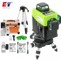 KaiTian 12 Lines 3D Laser Level Tripod Self-Leveling Cross Horizontal 360 Vertical Green Lasers Receiver Beam Line Livella Level