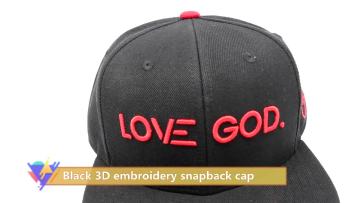 Black 3d Embroidery Snapback Cap