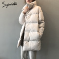 syiwidii woman parkas plus size clothing for women jacket beige black Cotton Casual Warm 2021 fashion Button Long winter coat