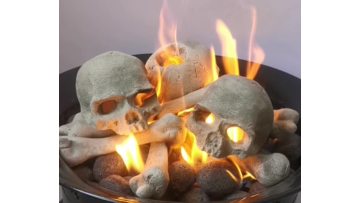 Video of fireplace ceramic skulls