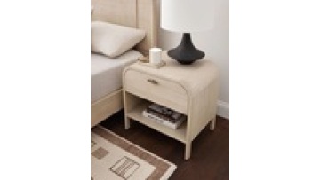 wholesale hotel home modern Simplicity  Leather furniture solid wood storage bedside bedroom table with drawer1