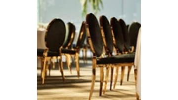 Modern Gold Hotel Dining Chair - GD-SC007 Black Crocodile PU Leather Round Back Stainless Steel1
