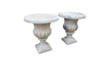 BRMF1246 Natural White Marble Cups with Rounded Edges Pair