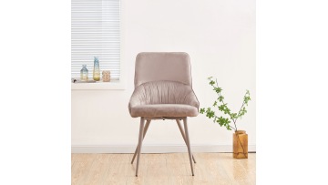 TL-23A13 Elegant Modern Velvet Dining Chair with Sleek Metal Legs for Contemporary Home Decor