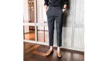 2022 wholesale Korean style slim striated young men suit pants businessman trousers1