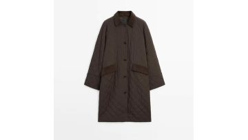 Women's minimalist diamond grid warm corduroy detail long coat