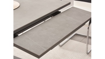 Wooden Color Sintered stone top expand on both sides dining table