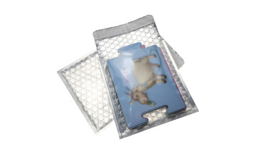 metallic bubble bag with clear backside