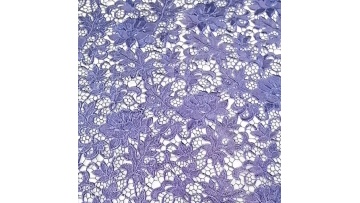 Luxury Polyester Embroidery Floral Guipure Lace Fabric For Cloth purple color chemical embroidery1