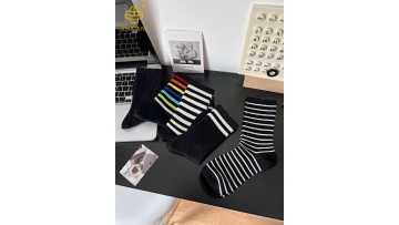 Korean version cashmere thick striped high tube socks pile socks