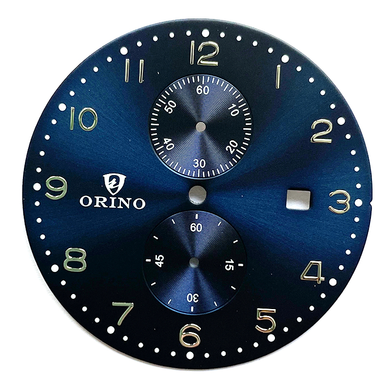 Man's watch dial with UP stickers