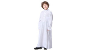 Middle East Muslim Boys Thobe Dubai Long Sleeve Kids Robe Arab Islamic Stand Collar Clothing with Pocket1