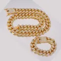 Hip-hop 1 set of 20 mm rhinestones Miami Cuban chain bling rap bracelet bracelet necklace men's jewelry