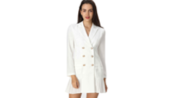 Office Wear Dresses Women Formal Work White Mini Button up Pleat Lady Shirt Dress1