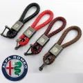 FLYJ car keychain metal leather key chain For Alfa Romeo Spider Giulia Giulietta 147 159 4c 8c Mito Stelvio GTV Spider