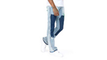 Vintage Blue Stacked Denim Pants Wholesale Custom Paint Splatter Stacked Jeans Men Flare1