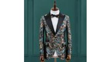 Men's Single-Breasted Suit in New Blue TR Jacquard Fabric Fashionable Plus Size Design with One Pouch Waist Cover1