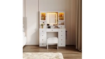 fashion Bedroom Furniture White Led Light low price Storage Optional Dresser Dressing Vanity Makeup  Table With LED1