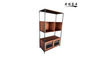 Italian Minimalist Metal & Wood Storage Shelf
