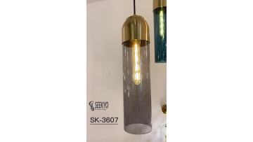 Columnar glass dining room pendant lamp