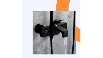 High End Bathroom Brass Matte Black Shower System Smart Exposed Rain Shower Head Faucet Mixer Tap Set1