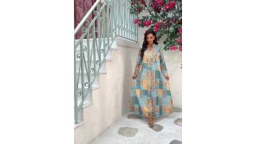Patchwork Print Modest Maxi Dress (1)