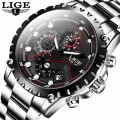 LIGE New Fashion Quartz Watch Men Top Brand Luxury Sport Mens Watches Military Waterproof Chronograph Clock Relogio Masculino