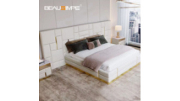 Modern Luxury Double King Bed Big Widescreen Leather Soft Style  Wooden Frame  Master Villa Bedroom bedding Italian bed1