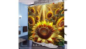 3D waterproof curtain with rings 3