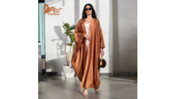 2024 Eid Dubai Turkish Islamic Elegant Modest Custom Women Muslim Dress Solid Color Cardigan Robe Muslim Choting Women Dress1