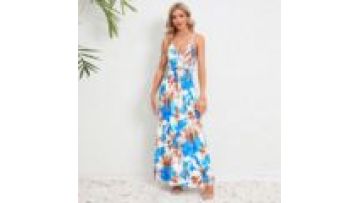 Custom Casual Midi Dress Short Sleeve Puff Sleeve Long Flowy a Line Dresses Women's Summer Natural Trade Assurance Simple Adults1