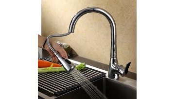 DLSEN Flexible Hose Gooseneck Chrome Pull-out Kitchen Tap Mixer Deck Mounted Single Handle Brass Main Body Zinc Handle Pull Out1