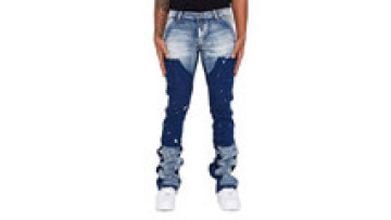 Hip Hip Vintage Zipper Fly Blue Boot Cut Flare Mens Stacked Jeansp Custo1