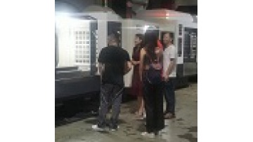 Customers selecting machines
