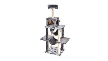 Large Cat Tree Products Sisal-Covered Scratching Posts and 2 Plush Rooms1