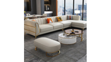 Italian style light luxury leather corner sofa living room small apartment modern minimalist chaise longue high-end leather sofa1