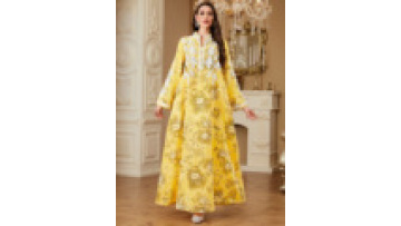 Women's Luxury Islamic Clothing Dubai Abaya Women Muslim Dress Ramadan Floral Printed Jalabiya Abaya Evening Gown1