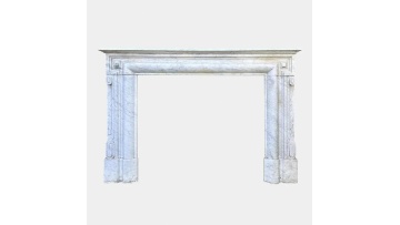 Parisian White Statuary Marble Antique Fireplace Mantel