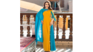 Wholesale Custom 2025 Dubai Latest Designs Contrast Color Ethnic Islamic Clothing Long Evening Party Abaya Women Dress1