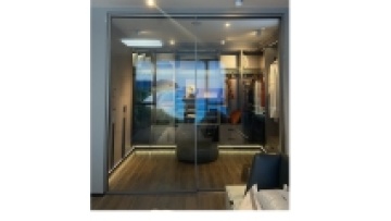 chenxi 2 Aluminum powder coating Automatic Double Tempered Glass Sliding Glass Door partition door1