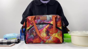 BSCI Factory Hot Sale Thermal Food Picnic BBQ Hiking Cooler Bag Women Insulated Nylon Flowers Pattern Lunch Tote Bag For Kids1