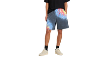 Mens Custom Hip Hop Heavy Weight Cotton Tie Dye Color Block Shorts for Men1