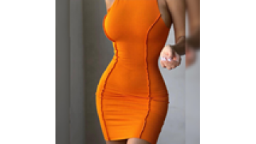 Newest Plain Butt-Lift Stitching Piece lady  Dress  Casual Sleeveless Knit Bodycon Dress Women1