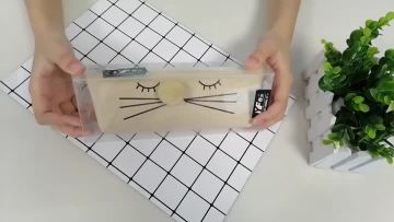 Popular cat plush nose cute canvas pencil case