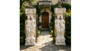 White Marble Statue Column Pedestal for Home Decor