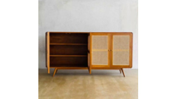 The new nordic style  modern designs natural  sideboard display storage rattan kitchen wood living room  cabinet1