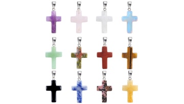 Cross Stone Pendant Charms Tag-SP1030S-BT