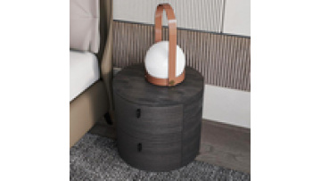 Round Nightstand Side Table with Storage Basket Living Room Furniture1