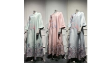 Hot Selling Dubai Style Abaya for Women Diamond Made High-End Islamic Clothing Exquisite Printing Flowers Evening Dress1